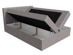 Mobilier1 Lit continental Baltimore 127, Double, Brun clair, Tissu, Disponible