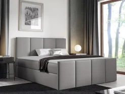 Mobilier1 Lit continental Baltimore 154, Unique, Gris, Tissu, Disponible Online