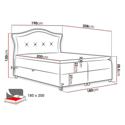 Mobilier1 Lit continental Baltimore 135, Double, Gris, Tissu, Disponible