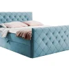 Mobilier1 Lit continental Baltimore 158, Double, Bleu, Tissu, Disponible