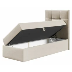 Mobilier1 Lit continental Baltimore 180, Unique, Gris, Faux cuir, Disponible
