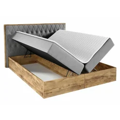 Mobilier1 Lit continental Baltimore 190, Unique, Vert, Tissu, Disponible Sale