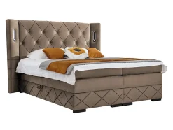 Mobilier1 Lit continental Baltimore 187, Unique, Marron, Tissu, Disponible Outlet