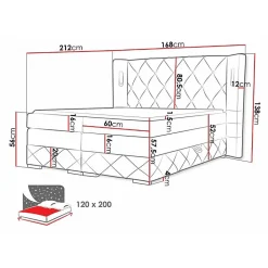 Mobilier1 Lit continental Baltimore 187, Unique, Marron, Tissu, Disponible Outlet