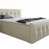 Mobilier1 Lit continental Baltimore 138, Unique, Brun clair, Faux cuir