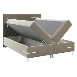 Mobilier1 Lit continental Baltimore 173, Double, Marron, Tissu, Disponible