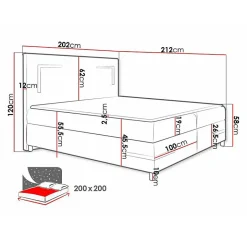 Mobilier1 Lit continental Baltimore 173, Double, Marron, Tissu, Disponible