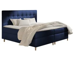 Mobilier1 Lit continental Baltimore 130, Double, Bleu, Tissu, Disponible