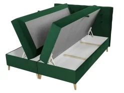 Mobilier1 Lit continental Baltimore 130, Double, Bleu, Tissu, Disponible