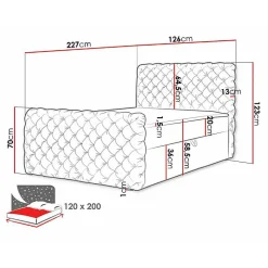 Mobilier1 Lit continental Baltimore 186, Unique, Brun clair, Tissu, Disponible Best