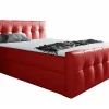 Mobilier1 Lit continental Baltimore 138, Double, Rouge, Faux cuir, Disponible