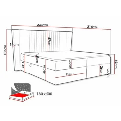 Mobilier1 Lit continental Baltimore 184, Double, Vert, Tissu, Disponible