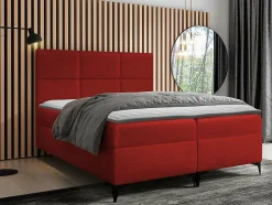 Mobilier1 Lit continental Baltimore 133, Unique, Rouge, Tissu, Disponible