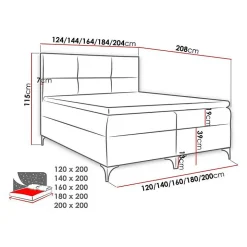 Mobilier1 Lit continental Baltimore 133, Unique, Rouge, Tissu, Disponible
