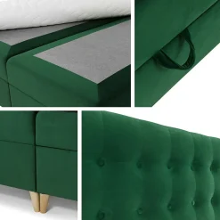 Mobilier1 Lit continental Baltimore 130, Unique, Bleu, Tissu, Disponible
