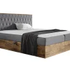 Mobilier1 Lit continental Baltimore 190, Double, Gris, Tissu, Disponible