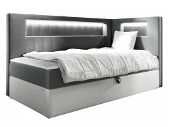 Mobilier1 Lit continental Baltimore 172, Unique, Gris, Faux cuir, Disponible Hot