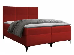 Mobilier1 Lit continental Baltimore 133, Double, Rouge, Tissu, Disponible Discount