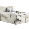 Mobilier1 Lit continental Baltimore 157, Double, Brun clair, Tissu, Disponible