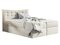 Mobilier1 Lit continental Baltimore 157, Double, Brun clair, Tissu, Disponible