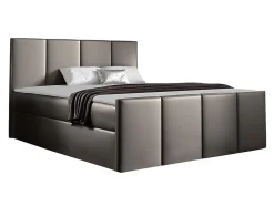 Mobilier1 Lit continental Baltimore 154, Double, Gris, Faux cuir, Disponible New