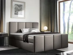 Mobilier1 Lit continental Baltimore 154, Double, Gris, Faux cuir, Disponible New