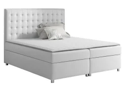 Mobilier1 Lit continental Baltimore 115, Double, Blanc, Faux cuir, Disponible Sale