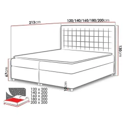 Mobilier1 Lit continental Baltimore 115, Double, Blanc, Faux cuir, Disponible Sale