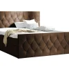 Mobilier1 Lit continental Baltimore 161, Double, Marron, Tissu, Disponible