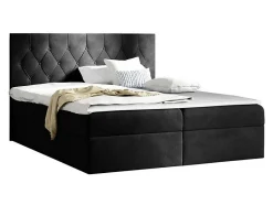 Mobilier1 Lit continental Baltimore 159, Double, Noir, Tissu, Disponible