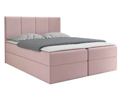 Mobilier1 Lit continental Baltimore 147, Double, Rose, Tissu, Disponible Discount