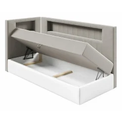 Mobilier1 Lit continental Baltimore 172, Unique, Brun clair, Faux cuir Outlet