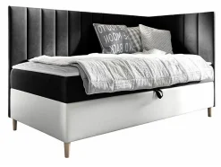 Mobilier1 Lit continental Baltimore 164, Unique, Gris, Faux cuir, Disponible