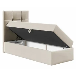 Mobilier1 Lit continental Baltimore 180, Unique, Blanc, Faux cuir, Disponible