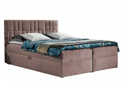 Mobilier1 Lit continental Baltimore 143, Double, Rose, Tissu, Disponible