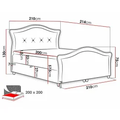 Mobilier1 Lit continental Baltimore 136, Double, Bleu, Tissu, Disponible