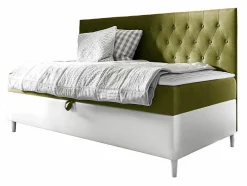 Mobilier1 Lit continental Baltimore 166, Unique, Vert, Faux cuir, Disponible Discount