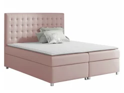 Mobilier1 Lit continental Baltimore 115, Double, Rose, Tissu, Disponible Hot