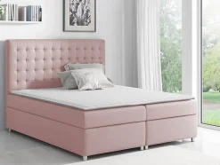 Mobilier1 Lit continental Baltimore 115, Double, Rose, Tissu, Disponible Hot