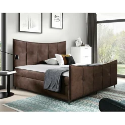Mobilier1 Lit continental Baltimore 177, Double, Marron, Tissu, Disponible Discount