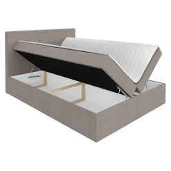 Mobilier1 Lit continental Baltimore 163, Double, Noir, Tissu, Disponible