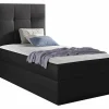 Mobilier1 Lit continental Baltimore 180, Unique, Gris, Faux cuir, Disponible