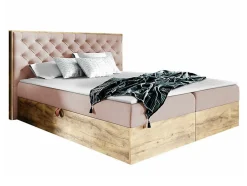 Mobilier1 Lit continental Baltimore 182, Unique, Rose, Tissu, Disponible