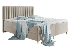Mobilier1 Lit continental ComfiDream 156, Double, Brun clair, Tissu, Disponible