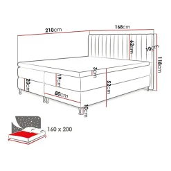 Mobilier1 Lit continental ComfiDream 156, Double, Brun clair, Tissu, Disponible