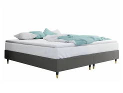 Mobilier1 Lit continental Logan 109, Double, Gris, Tissu, Disponible