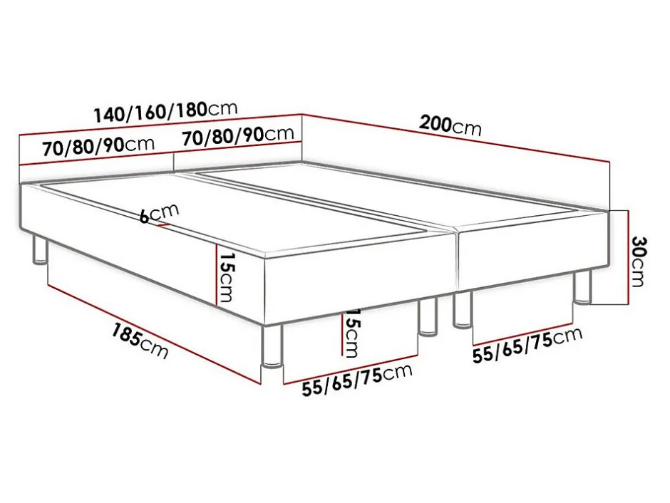 Mobilier1 Lit continental Logan 101, Double, Turquoise, Tissu, Disponible