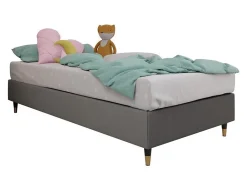 Mobilier1 Lit continental Logan 108, Unique, Gris, Tissu, Disponible Sale