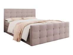 Mobilier1 Lit continental Memphis 113, Double, Rose, Tissu, Disponible Hot
