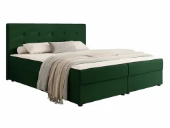Mobilier1 Lit continental Memphis 114, Double, Vert, Tissu, Disponible Best